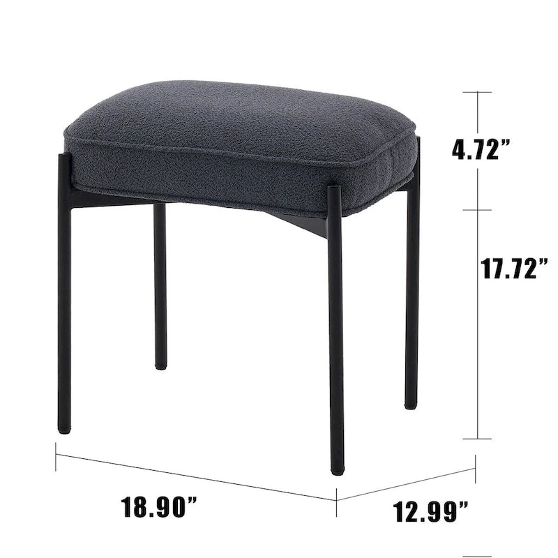 Single Rectangle Ottoman Tufted Lamb Fleece Foot Stool