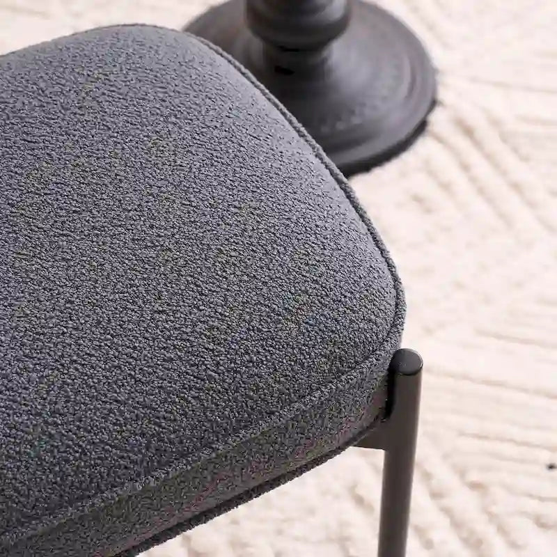 Single Rectangle Ottoman Tufted Lamb Fleece Foot Stool