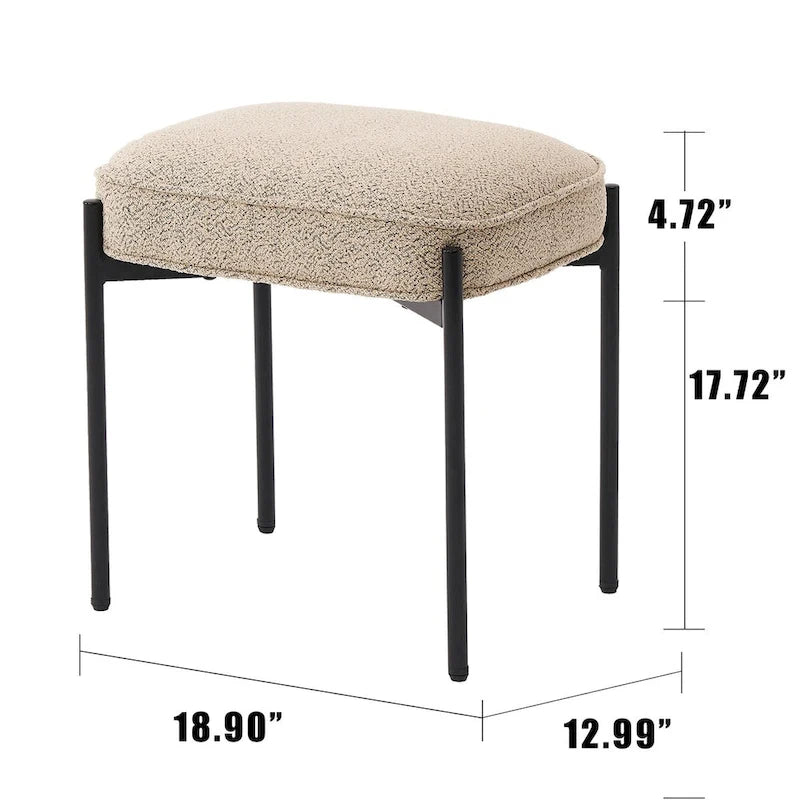 Single Rectangle Ottoman Tufted Lamb Fleece Foot Stool