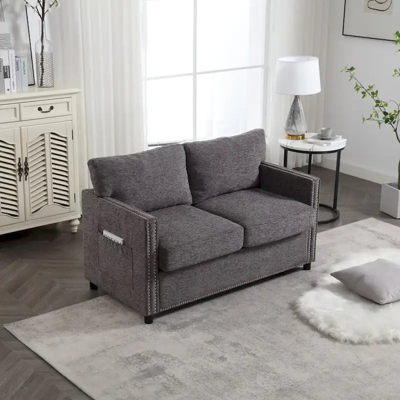 Modern chenille Fabric Loveseat, 2-Seat Upholstered Loveseat Sofa Modern Couch for Living Room Bedroom Apartment