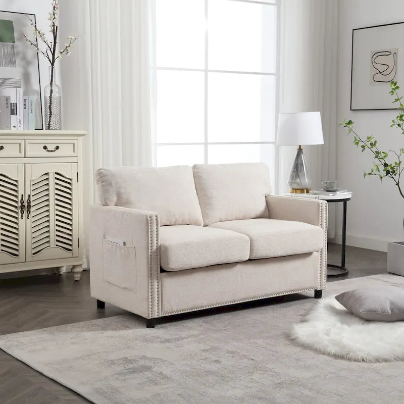 Modern chenille Fabric Loveseat, 2-Seat Upholstered Loveseat Sofa Modern Couch for Living Room Bedroom Apartment