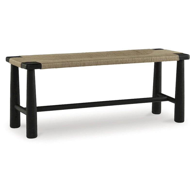 Signature Design by Ashley Acerman Black/Natural Accent Bench - 48.13  W x 16.13  D x 18  H