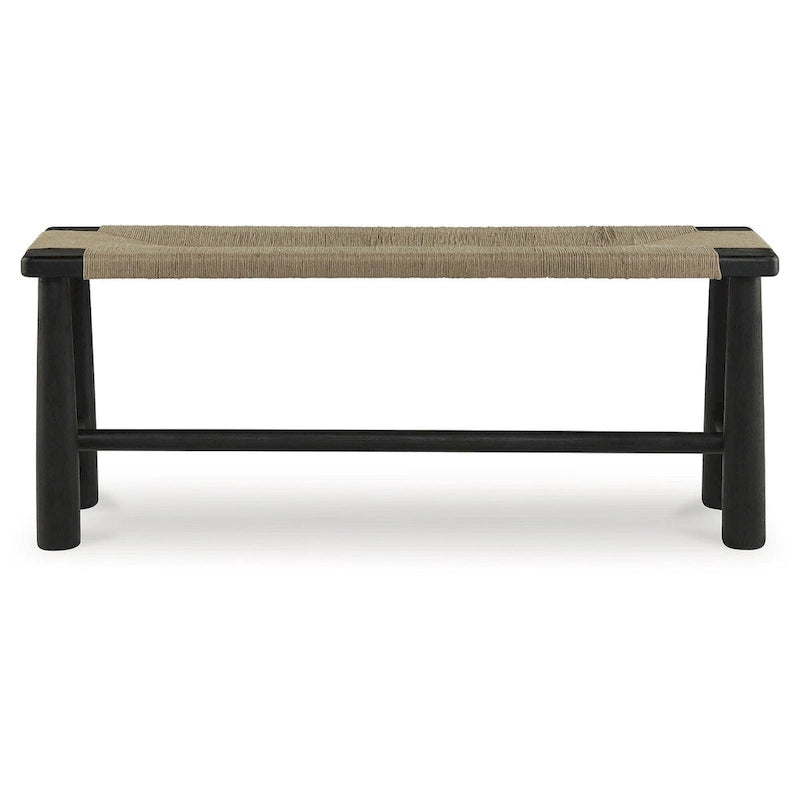 Signature Design by Ashley Acerman Black/Natural Accent Bench - 48.13  W x 16.13  D x 18  H