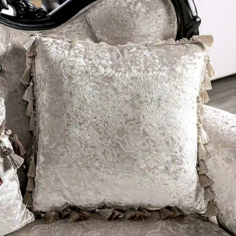 Furniture of America Clarissa Traditional 2-Seater Loveseat with Button Tufted Back and Accent Pillow