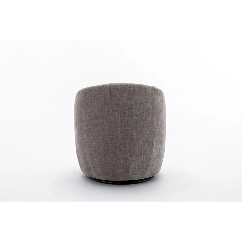 Chenille Fabric Swivel Accent Armchair Barrel Chair With Black Powder Coating Metal Ring