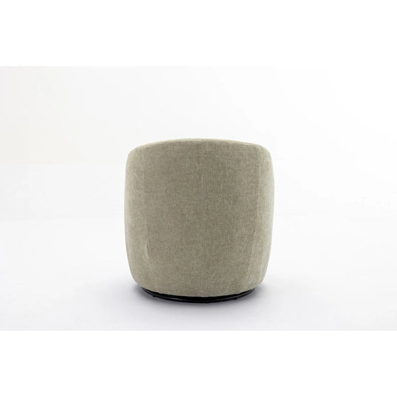 Chenille Fabric Swivel Accent Armchair Barrel Chair With Black Powder Coating Metal Ring