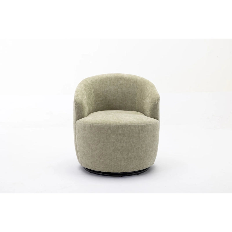 Chenille Fabric Swivel Accent Armchair Barrel Chair With Black Powder Coating Metal Ring