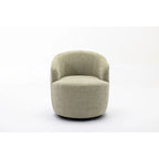 Chenille Fabric Swivel Accent Armchair Barrel Chair With Black Powder Coating Metal Ring
