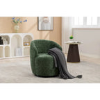 Chenille Fabric Swivel Accent Armchair Barrel Chair With Black Powder Coating Metal Ring