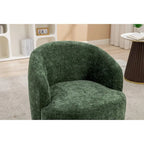 Chenille Fabric Swivel Accent Armchair Barrel Chair With Black Powder Coating Metal Ring