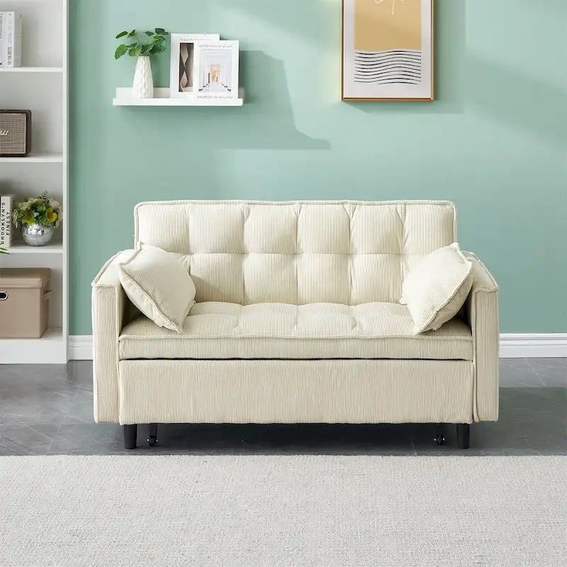 Modern Corduroy Sofa Bed with Adjustable Back