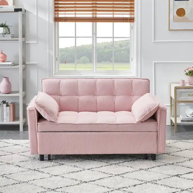 Modern Corduroy Sofa Bed with Adjustable Back