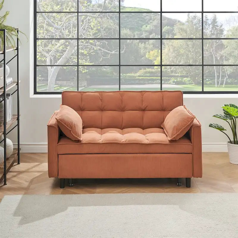 Modern Corduroy Sofa Bed with Adjustable Back