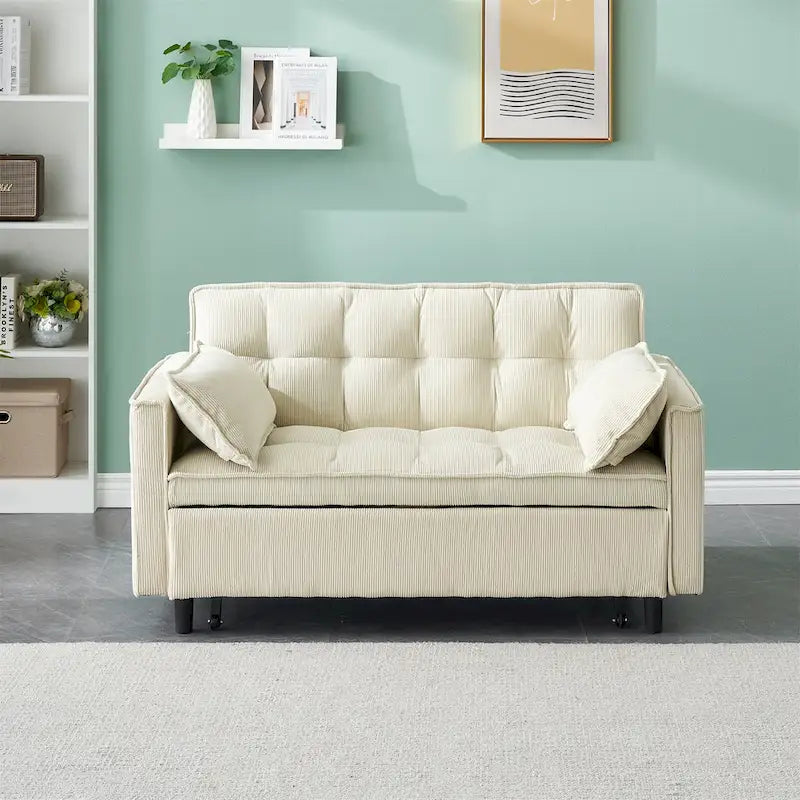 Modern Corduroy Sofa Bed with Adjustable Back