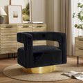 Upholstered Black Velvet Open Back Club Chair with Gold Base - 26.8  H x 29.5  W x 26  D