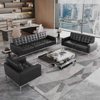 Black Leatherite Nailheads Florence 33 -83 W Multi-seat Sofa