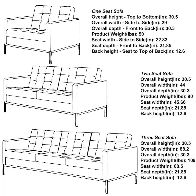 Black Leatherite Nailheads Florence 33 -83 W Multi-seat Sofa