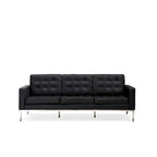 Black Leatherite Nailheads Florence 33 -83 W Multi-seat Sofa