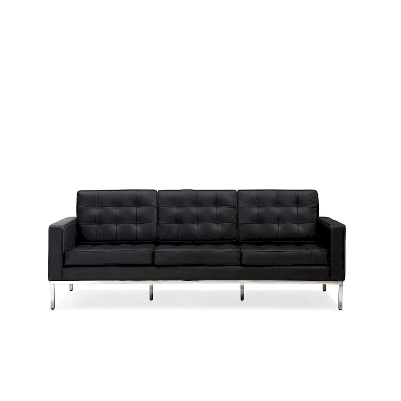 Black Leatherite Nailheads Florence 33 -83 W Multi-seat Sofa