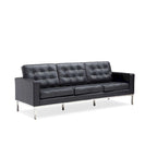 Black Leatherite Nailheads Florence 33 -83 W Multi-seat Sofa
