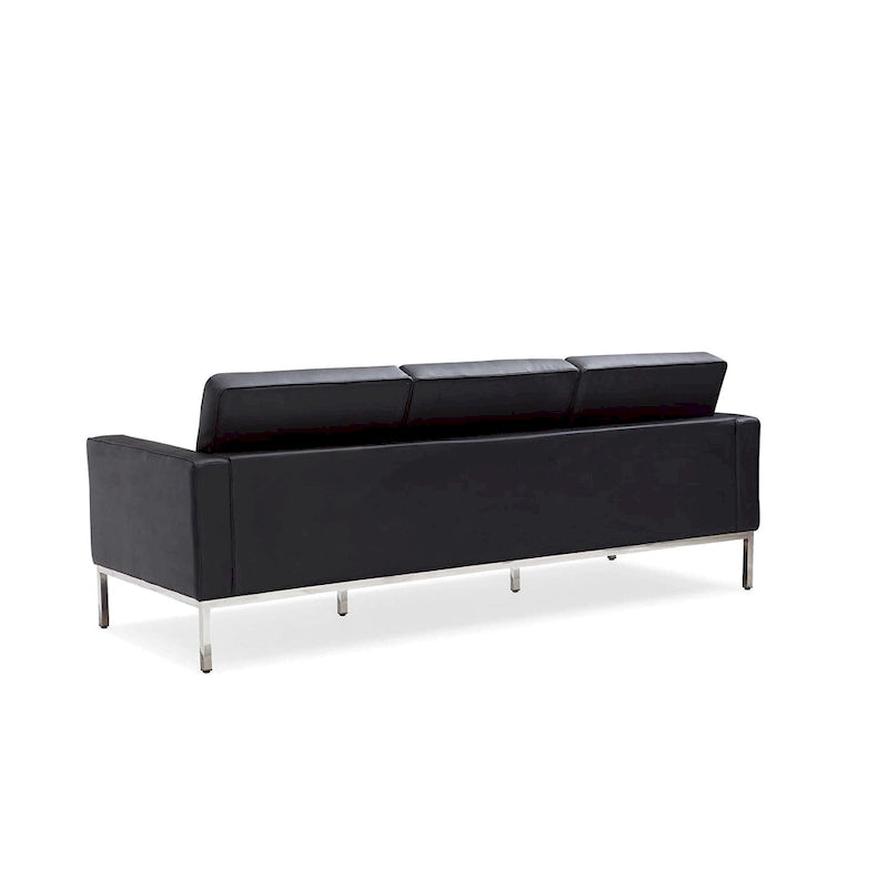 Black Leatherite Nailheads Florence 33 -83 W Multi-seat Sofa