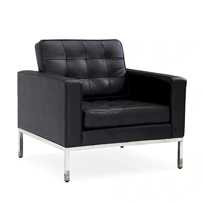 Black Leatherite Nailheads Florence 33 -83 W Multi-seat Sofa