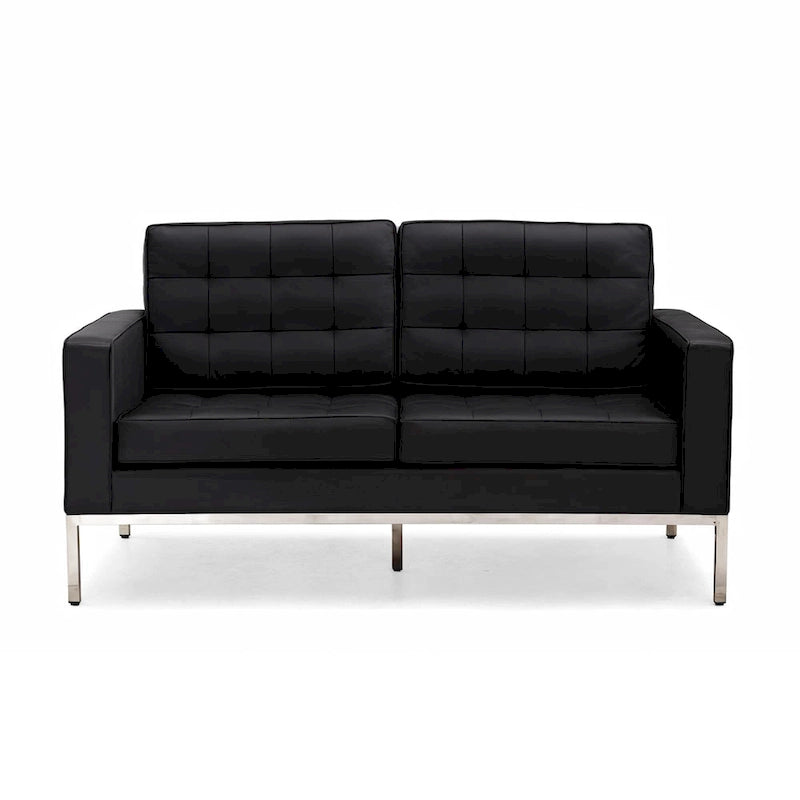 Black Leatherite Nailheads Florence 33 -83 W Multi-seat Sofa