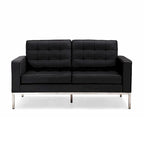 Black Leatherite Nailheads Florence 33 -83 W Multi-seat Sofa