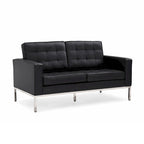 Black Leatherite Nailheads Florence 33 -83 W Multi-seat Sofa