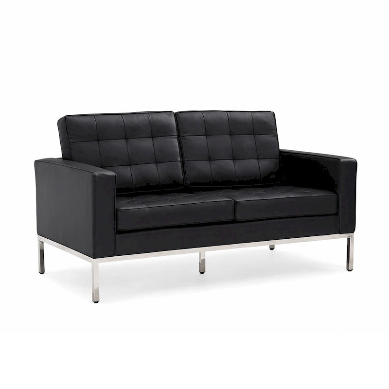 Black Leatherite Nailheads Florence 33 -83 W Multi-seat Sofa