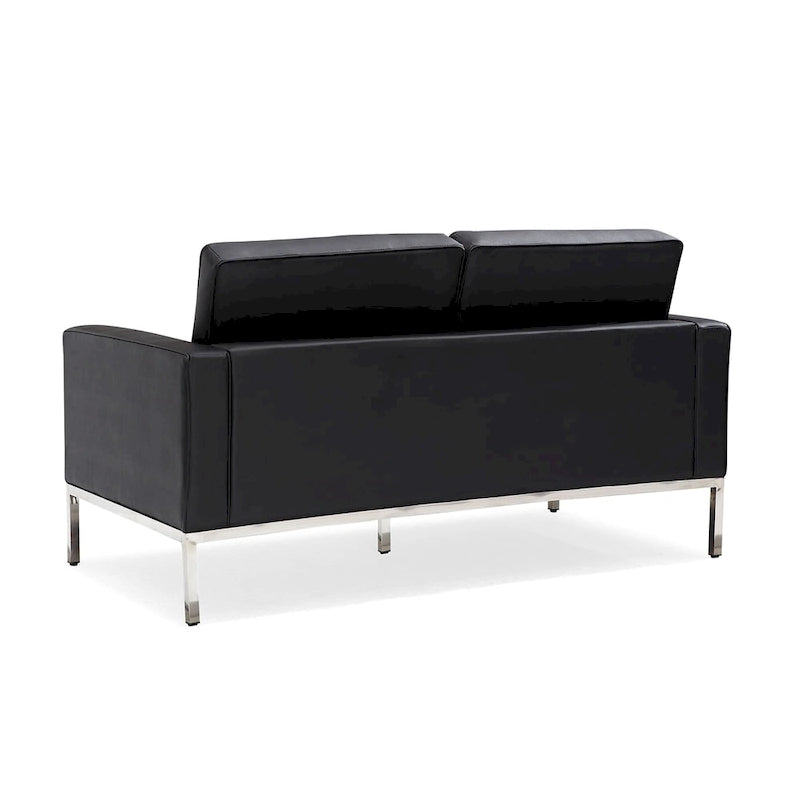 Black Leatherite Nailheads Florence 33 -83 W Multi-seat Sofa