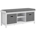 Shoe Bench with Cushion,Storage Bench for Entryway with Padded Seat,2 Drawers and Adjustable Shelf for Hallway