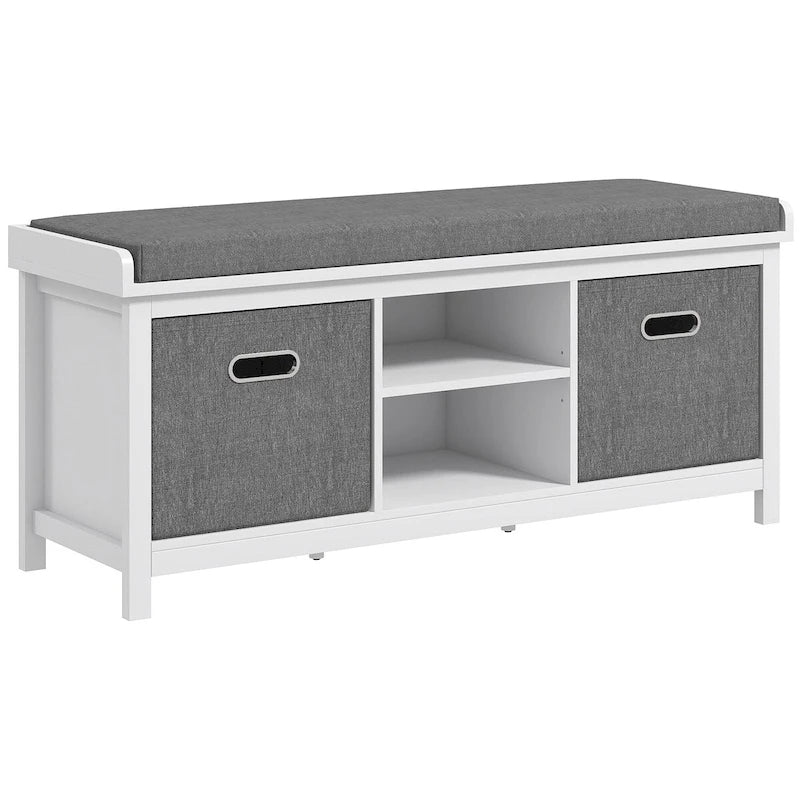 Shoe Bench with Cushion,Storage Bench for Entryway with Padded Seat,2 Drawers and Adjustable Shelf for Hallway