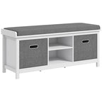 Shoe Bench with Cushion,Storage Bench for Entryway with Padded Seat,2 Drawers and Adjustable Shelf for Hallway