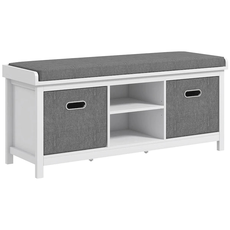Shoe Bench with Cushion,Storage Bench for Entryway with Padded Seat,2 Drawers and Adjustable Shelf for Hallway