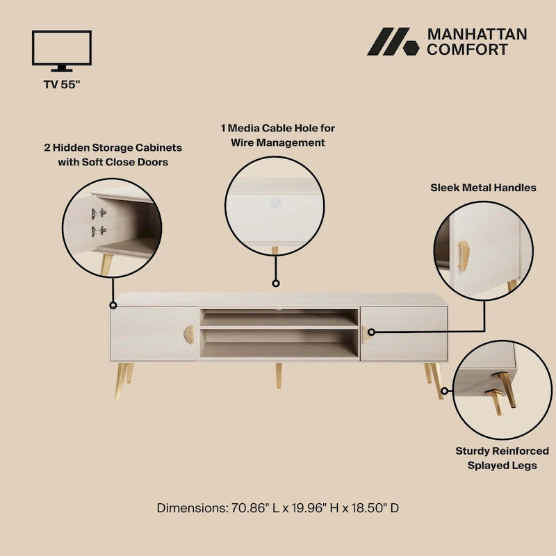 Manhattan Comfort Haley 70.9  Mid-Century Modern TV Stand