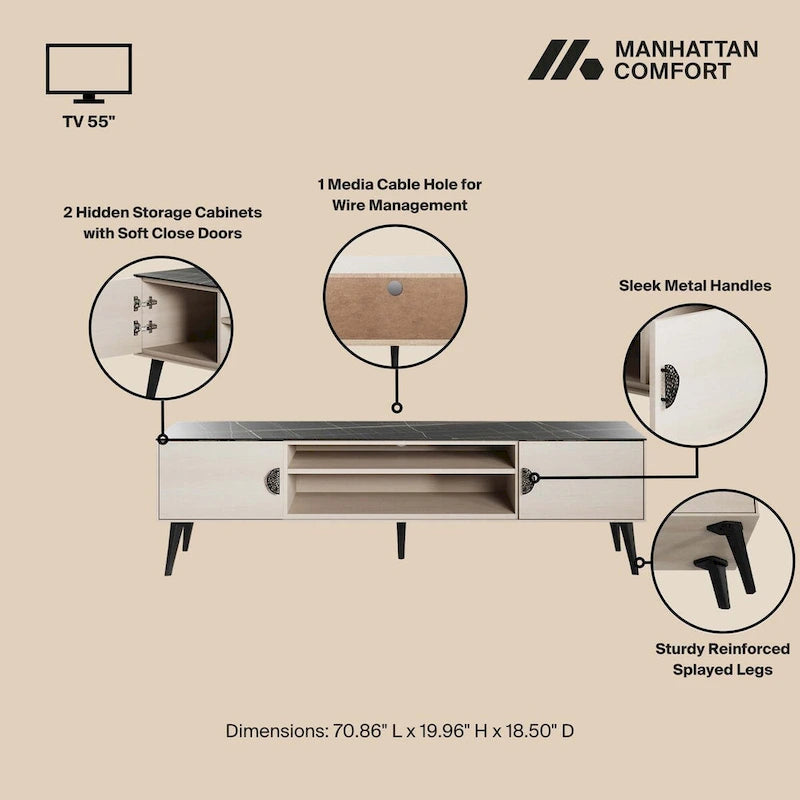 Manhattan Comfort Haley 70.9  Mid-Century Modern TV Stand