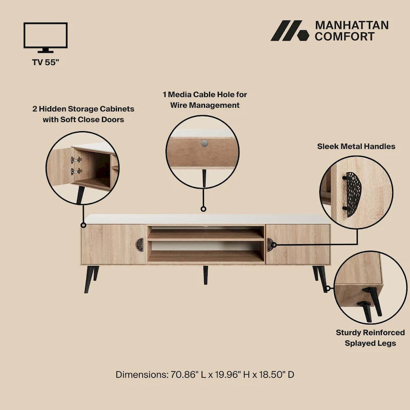 Manhattan Comfort Haley 70.9  Mid-Century Modern TV Stand