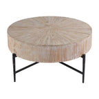 Akemi 38.5 in. W Round Wood and Iron Coffee Table