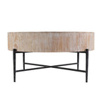 Akemi 38.5 in. W Round Wood and Iron Coffee Table