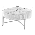 Akemi 38.5 in. W Round Wood and Iron Coffee Table