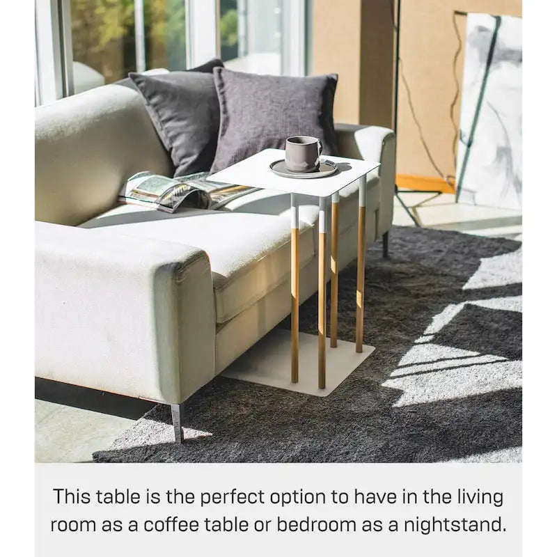 Yamazaki Home C Side Table, Steel, Holds 11 lbs - L 13.78 x W 13.78 x H 21.65 inches