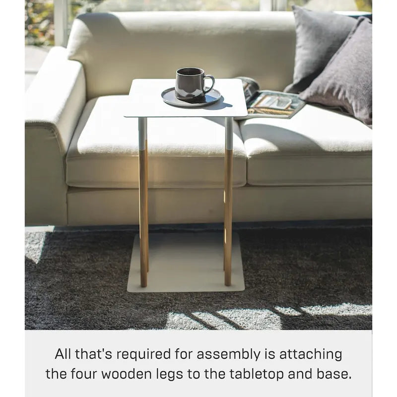 Yamazaki Home C Side Table, Steel, Holds 11 lbs - L 13.78 x W 13.78 x H 21.65 inches