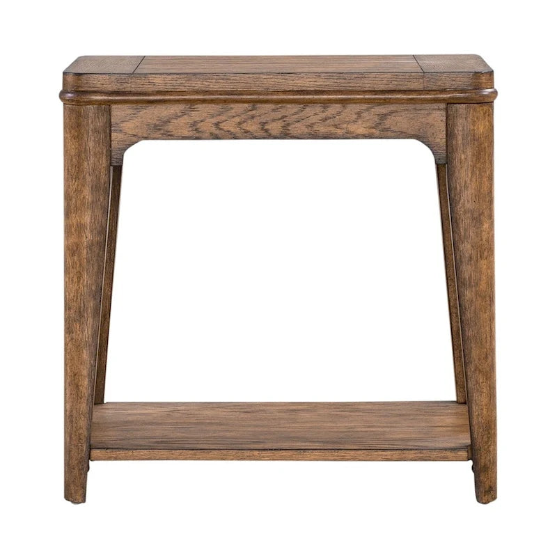Ashford Sienna Brown Chairside Table with Oak Wood