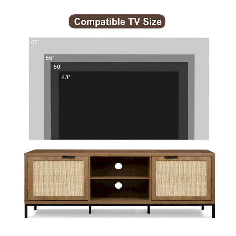 Anmytek Modern TV Stand 2-Door Media Console Table Entertainment Center with 4 Storage Cabinets for TV's up to 65  - 59