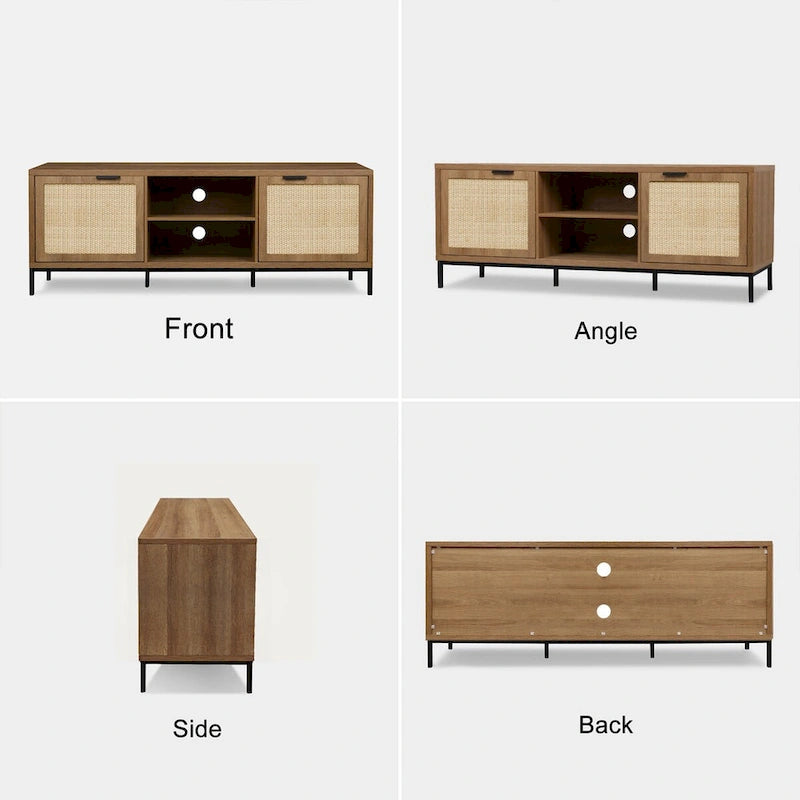 Anmytek Modern TV Stand 2-Door Media Console Table Entertainment Center with 4 Storage Cabinets for TV's up to 65  - 59