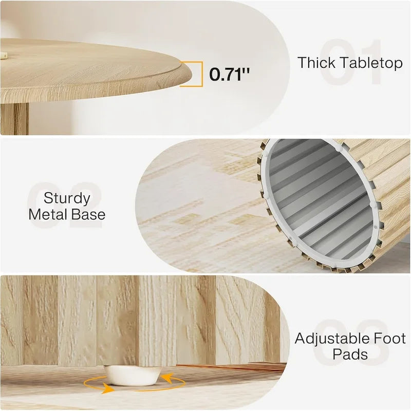 Round Dining Table, 47.24  Farmhouse Kitchen Table, Dinner Table