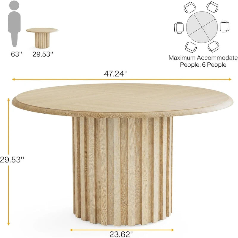 Round Dining Table, 47.24  Farmhouse Kitchen Table, Dinner Table