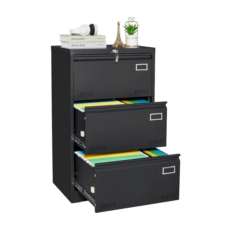 3 Drawer Metal Lateral File Cabinet with Lock,Office Vertical Files Cabinet ,Locking Metal File Cabinet,Assembly Required