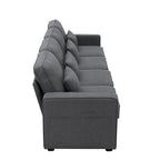 104  4-Seater Modern Linen Fabric Sofa with Armrest Pockets and 4 Pillows